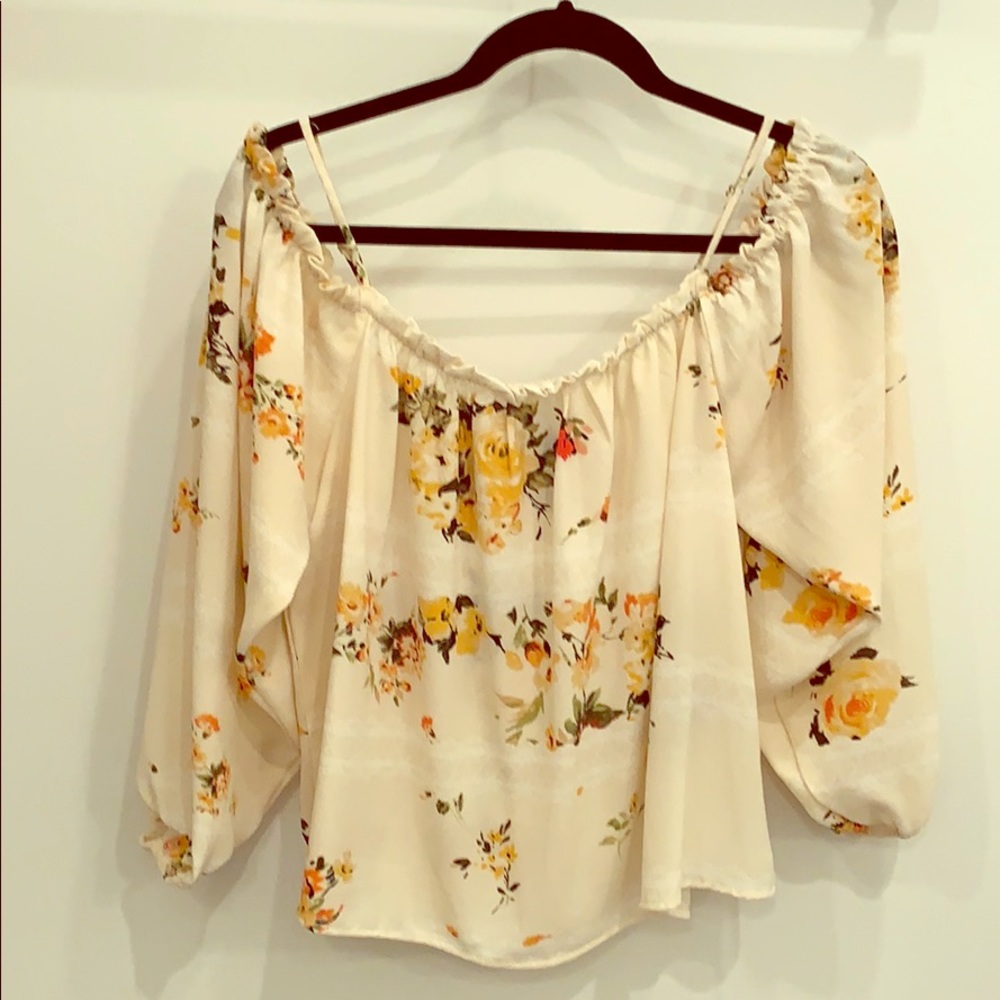 Design Lab Off-the Shoulder Floral Shirt